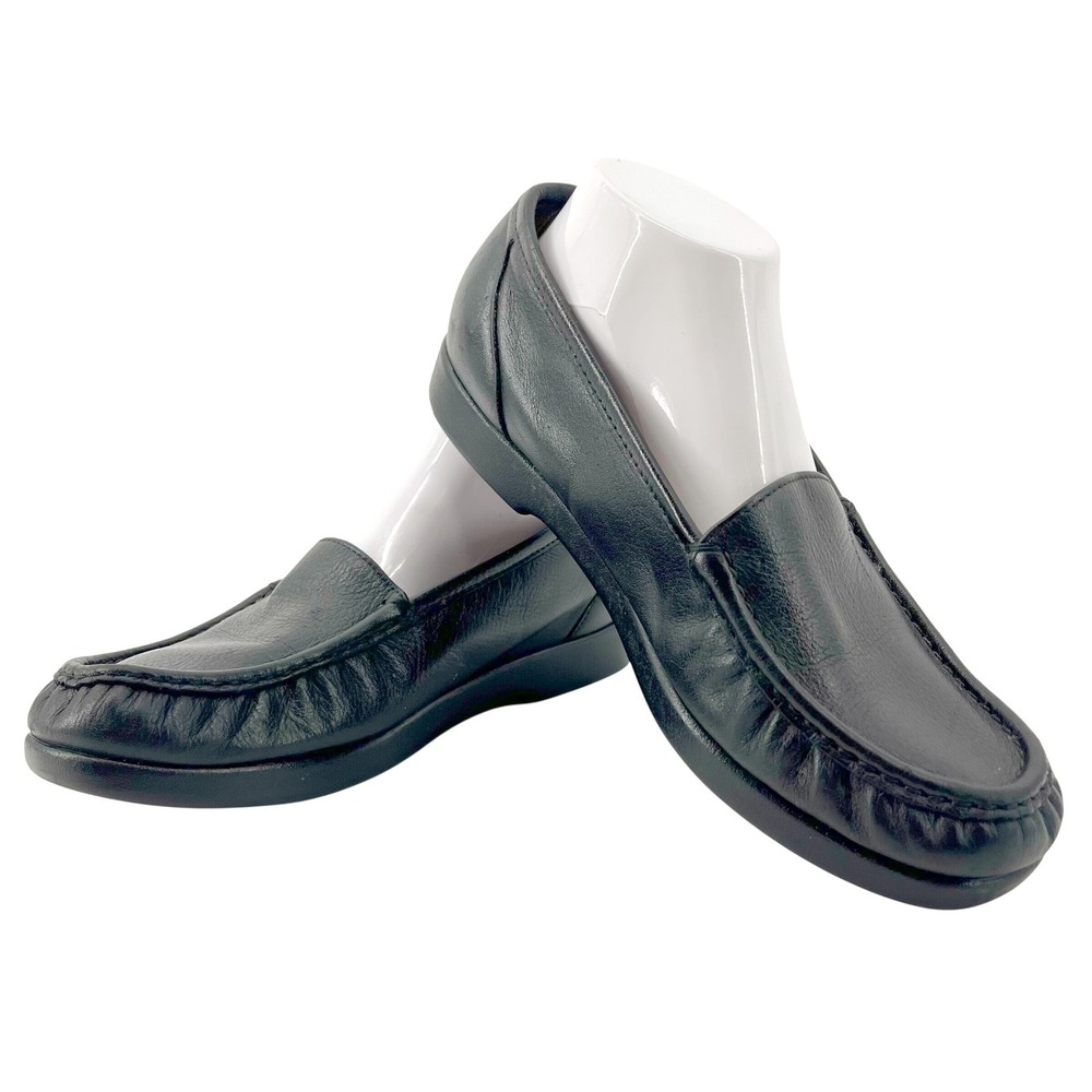 SAS Tripad Leather Loafers Womens 9.5 Black Slip On Moc Toe Professional Comfort - Picture 2 of 8